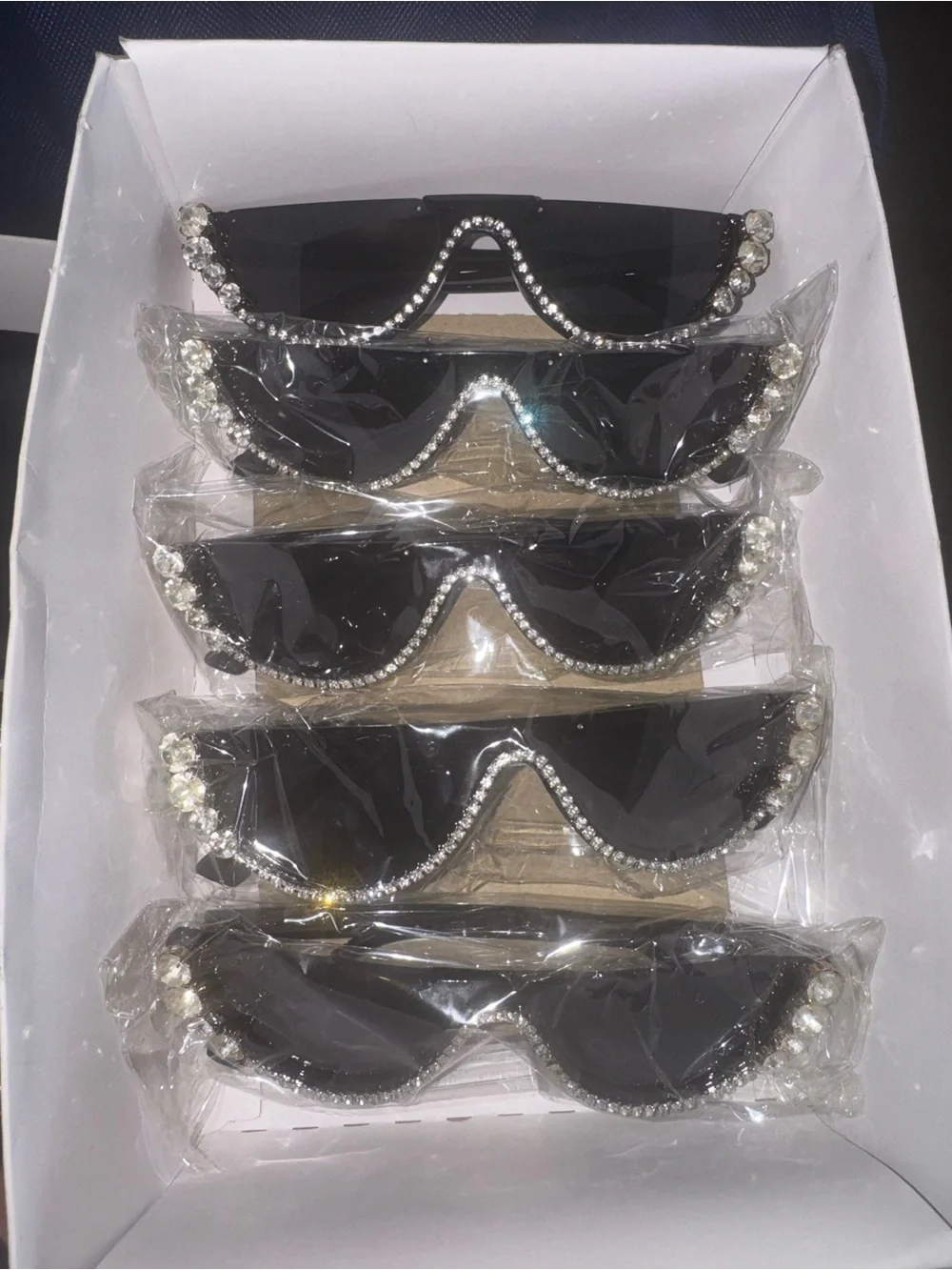 Rhinestone-Trim Black Shield Sunglasses - Women's Fashion Accessory